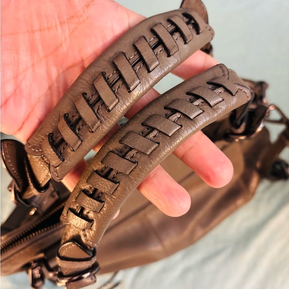 Elliott Lucca Taupe Leather Satchel - Picture 8 of 12